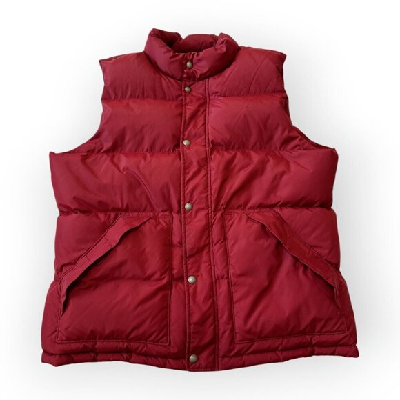 Lands End Men's Large Down Puffer Vest, Quilted Snap/Full Zip 600 Fill. Red - Picture 4 of 11